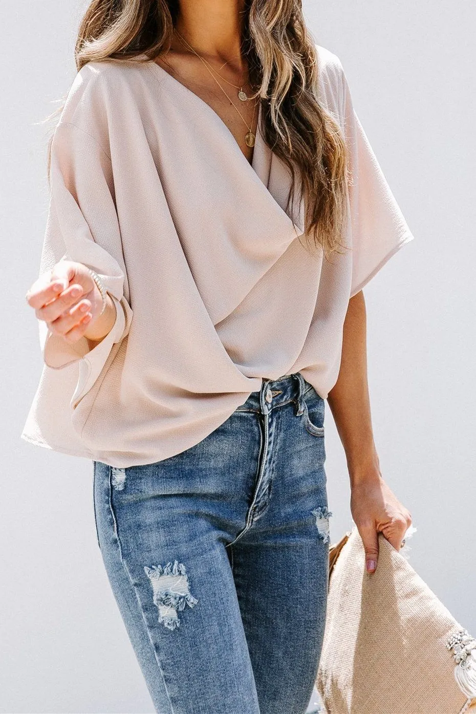Elton Drape Blouse - Apricot