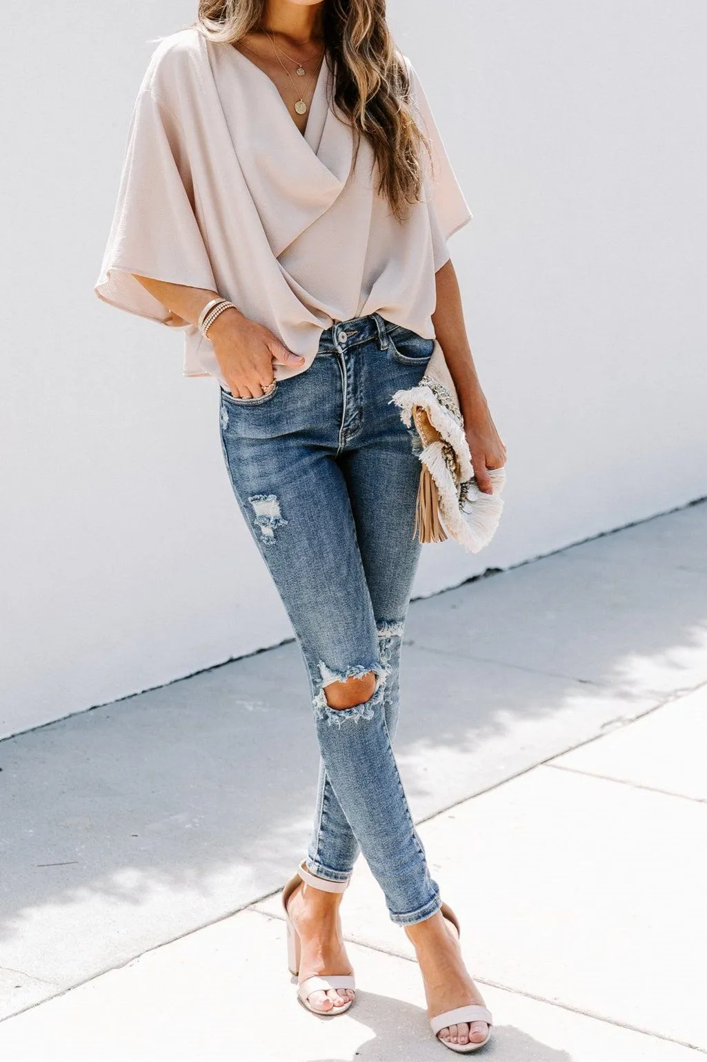 Elton Drape Blouse - Apricot