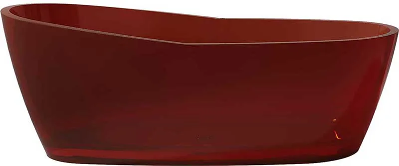 Ember 65 in. One Piece Anzzi Stone Freestanding Bathtub in Translucent Deep Red