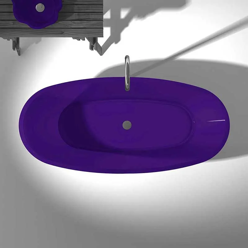 Ember 65 in. One Piece Anzzi Stone Freestanding Bathtub in Translucent Evening Violet