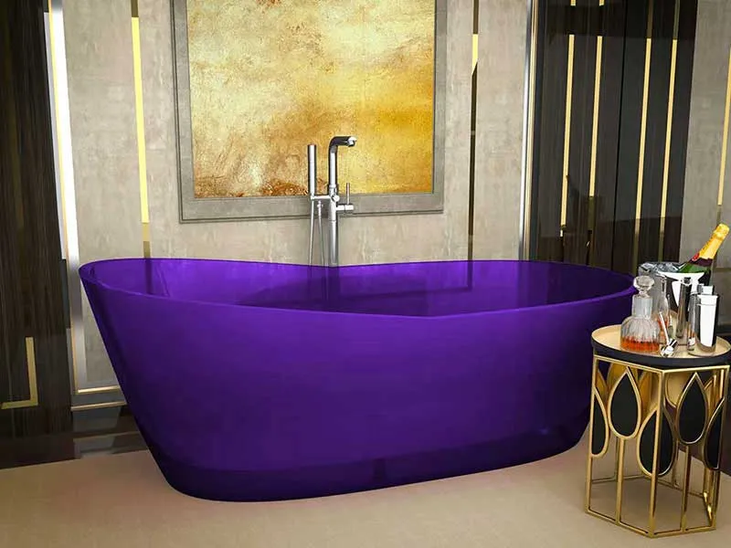 Ember 65 in. One Piece Anzzi Stone Freestanding Bathtub in Translucent Evening Violet