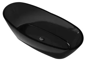 Ember 65 in. One Piece Anzzi Stone Freestanding Bathtub in Translucent Midnight Black