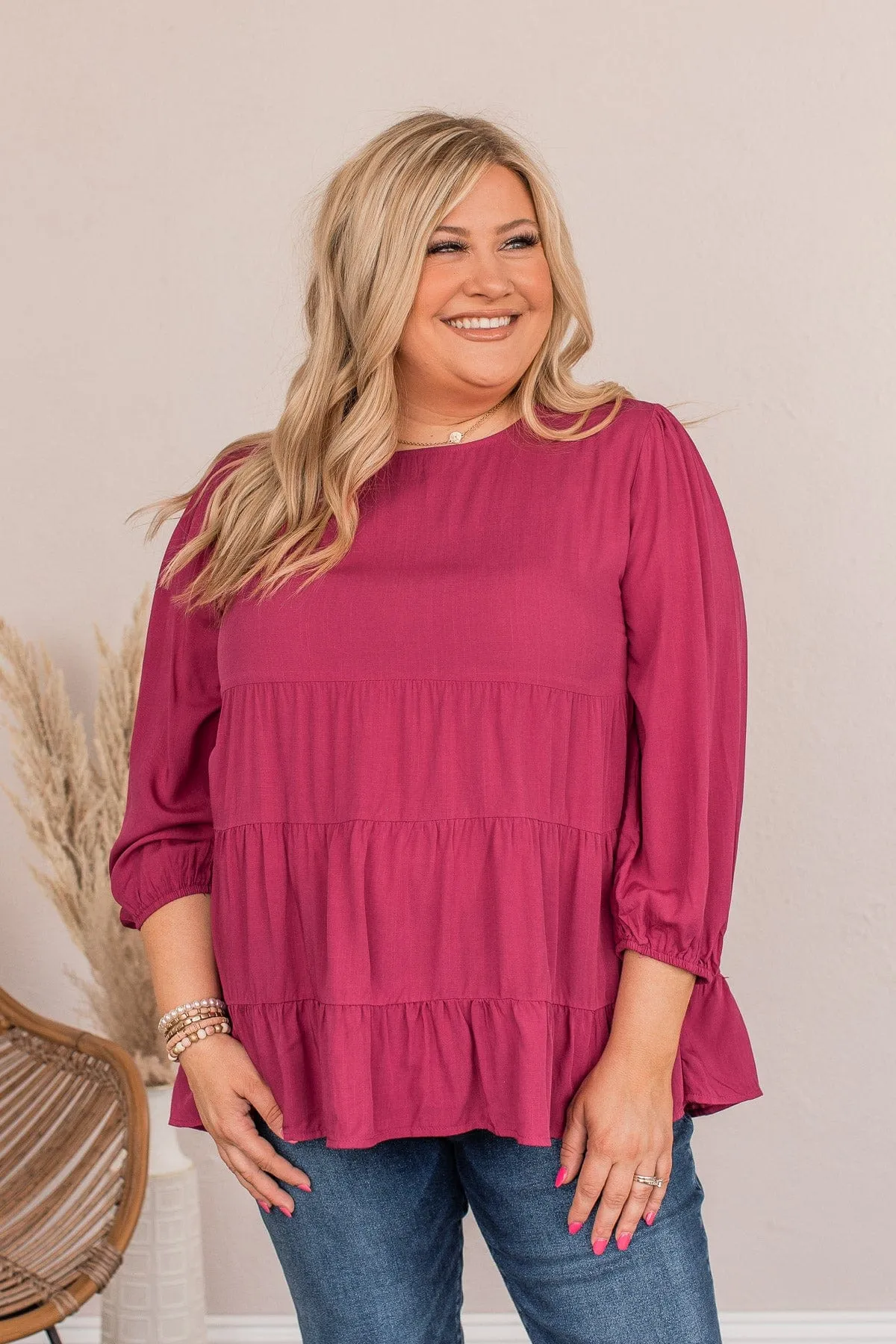 Enjoy The Ride Ruffled Blouse- Magenta