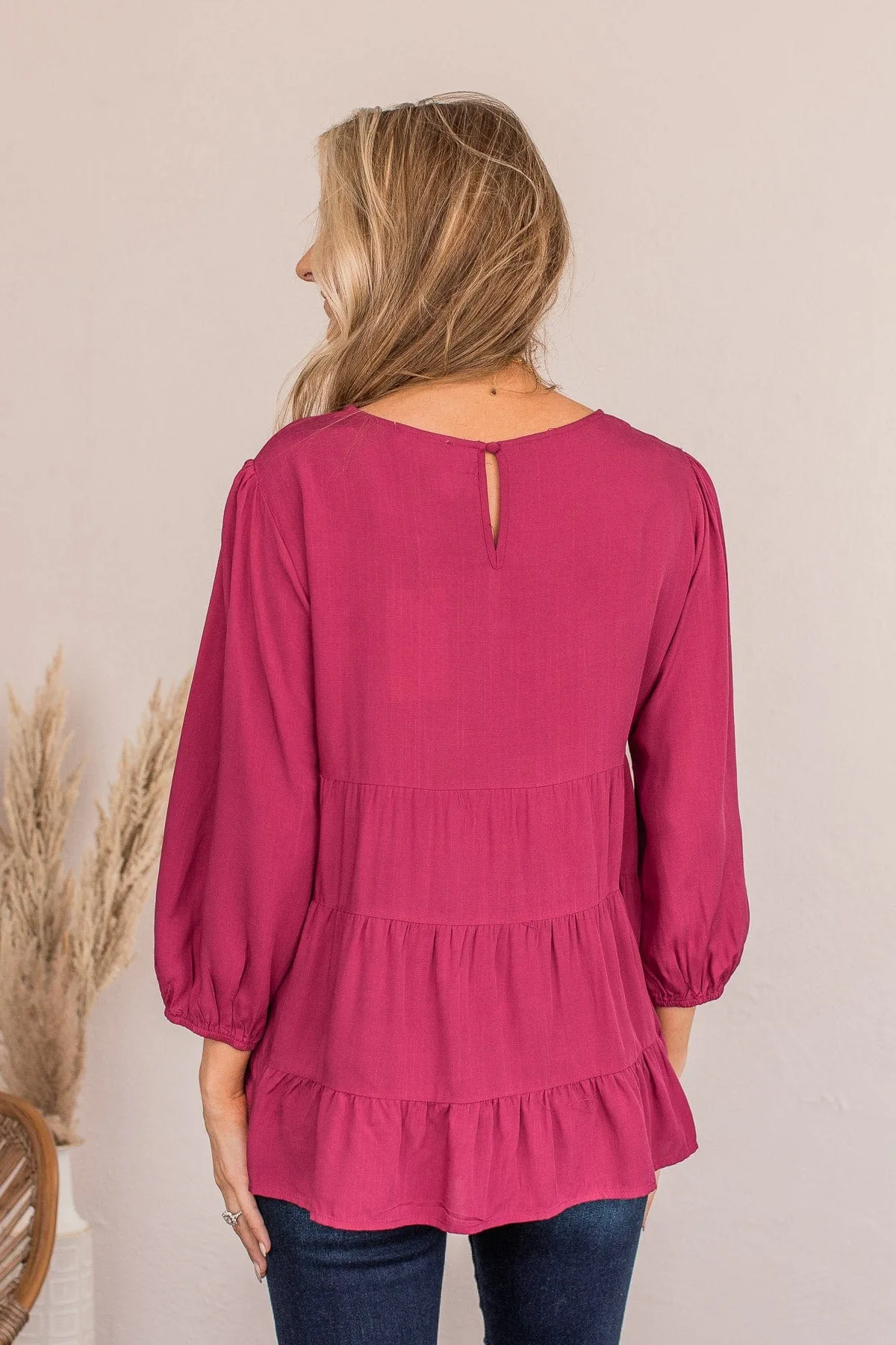 Enjoy The Ride Ruffled Blouse- Magenta