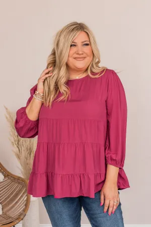 Enjoy The Ride Ruffled Blouse- Magenta