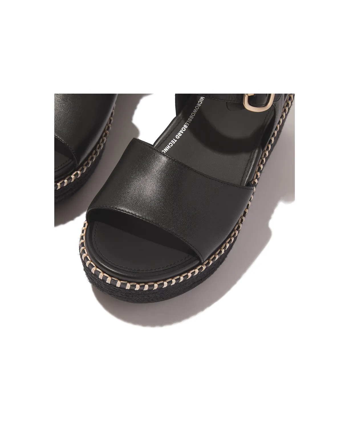 Fitflop Eloise Espadrille Leather Back Strap Wedge Sandals Black