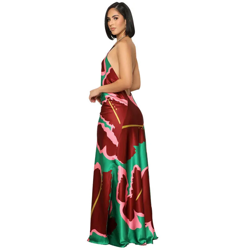 Flirty Printed Backless Dress for Effortless Casual Elegance