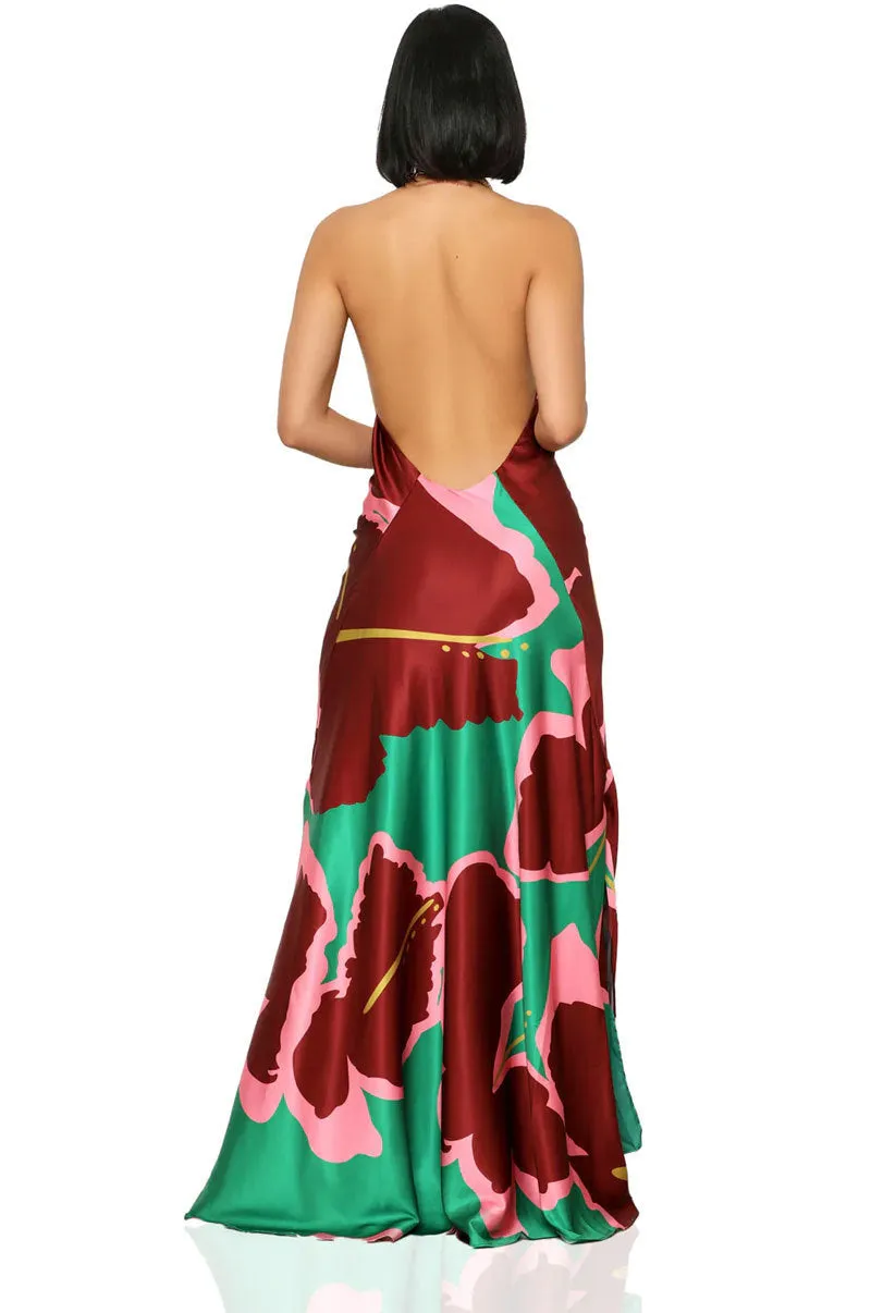 Flirty Printed Backless Dress for Effortless Casual Elegance