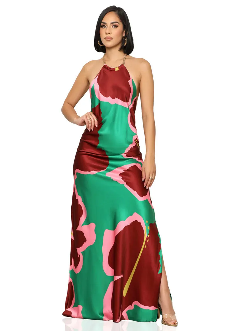 Flirty Printed Backless Dress for Effortless Casual Elegance