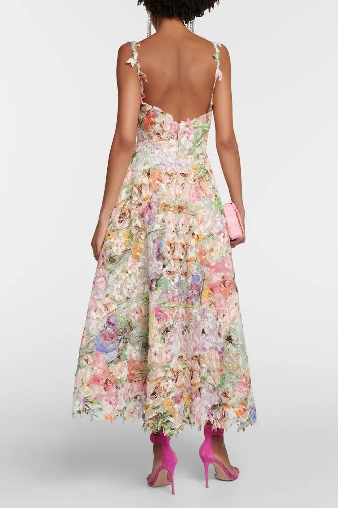 Floral Lace Midi Dress | Embroidered & Elegant | Feminine Chic