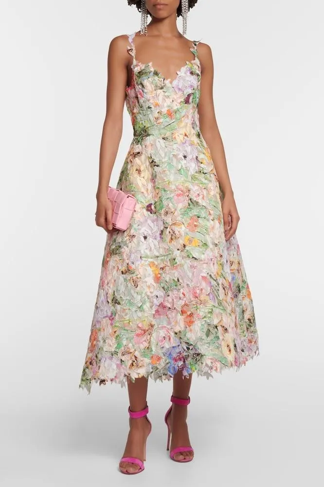 Floral Lace Midi Dress | Embroidered & Elegant | Feminine Chic
