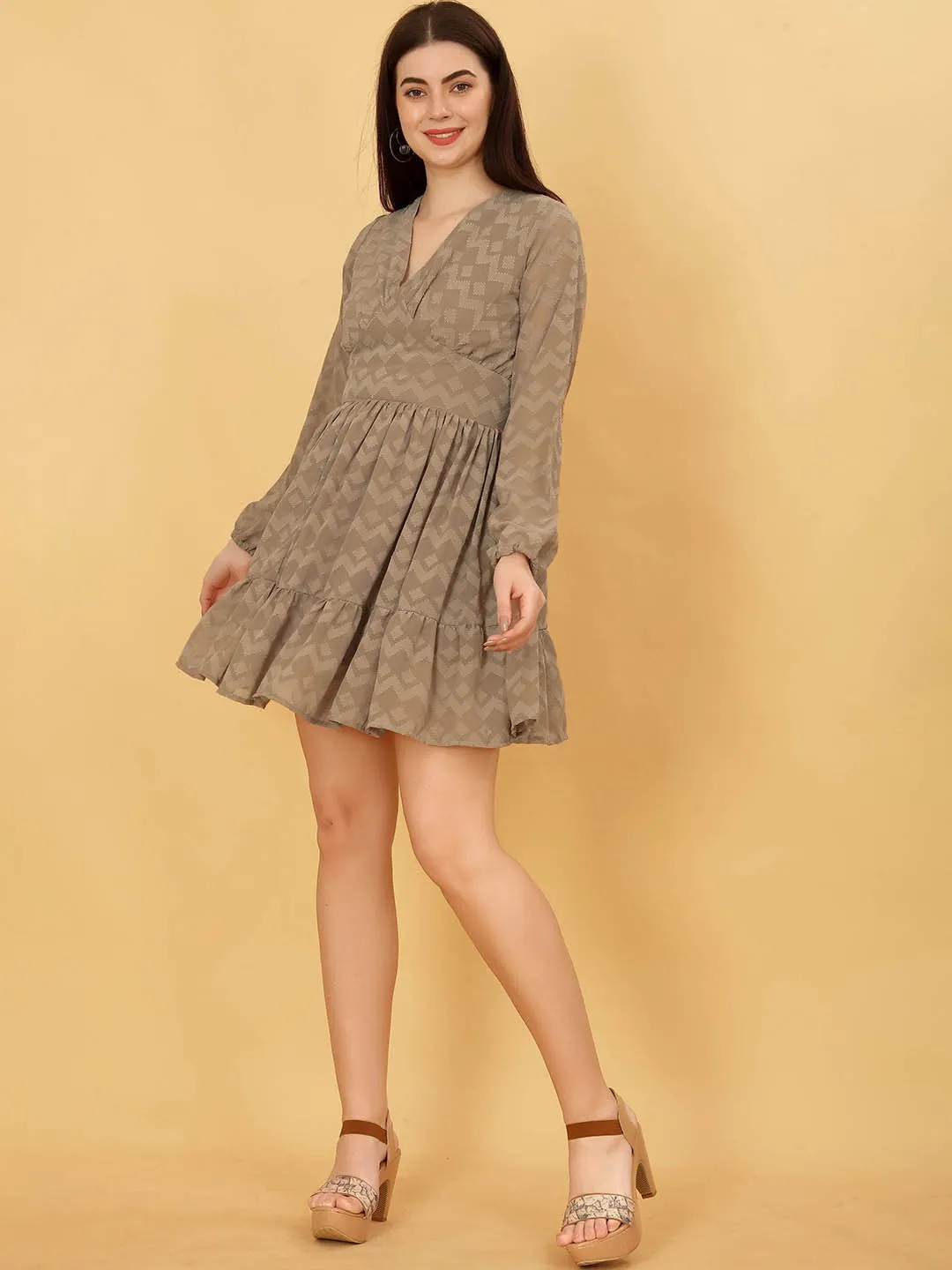 FRILLFIT Women Chevron Fit & Flare Dress