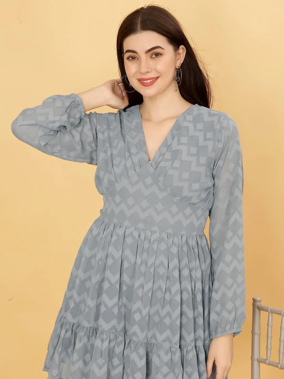 FRILLFIT Women Chevron Fit & Flare Dress
