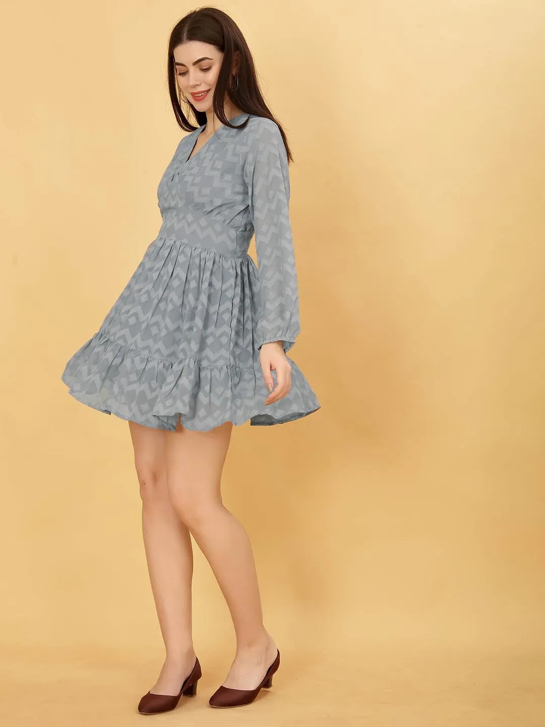 FRILLFIT Women Chevron Fit & Flare Dress