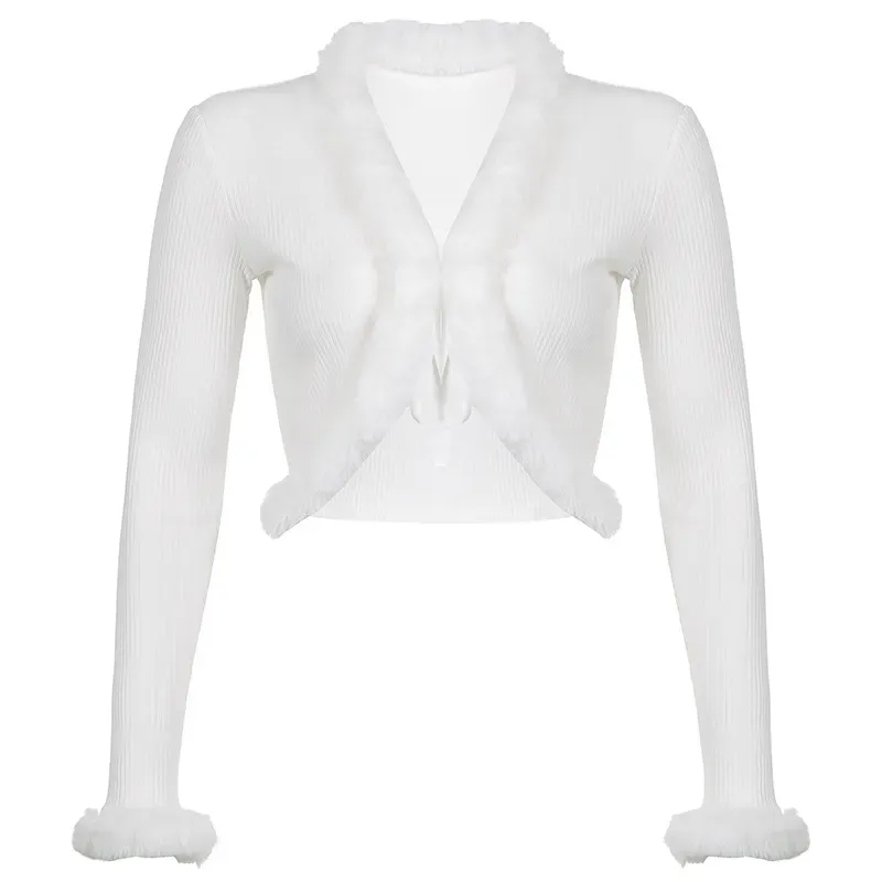 Fuzzy Feelings Tie-Front Ribbed Cardigan