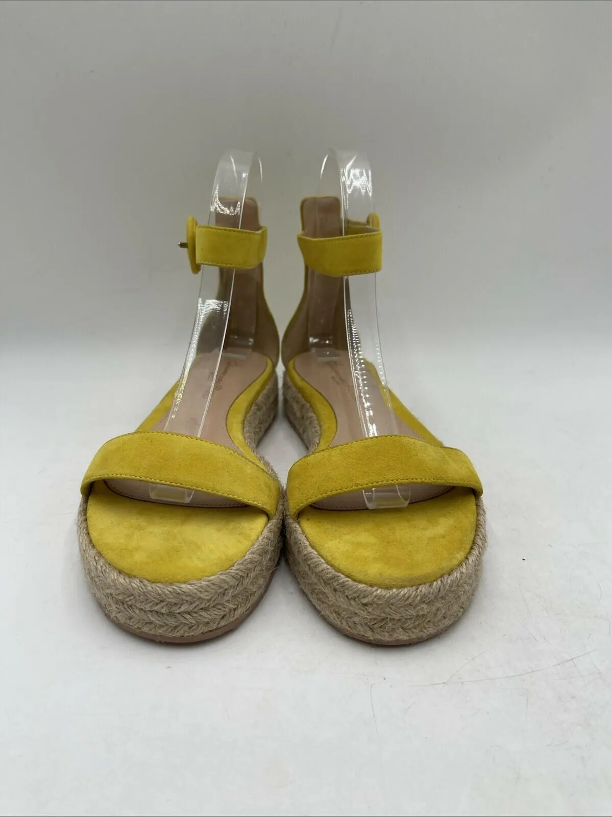 Gianvito Rossi Yellow Suede Open Toe Ankle Strap Espadrille Sandals, Women’s 35 - Very Good
