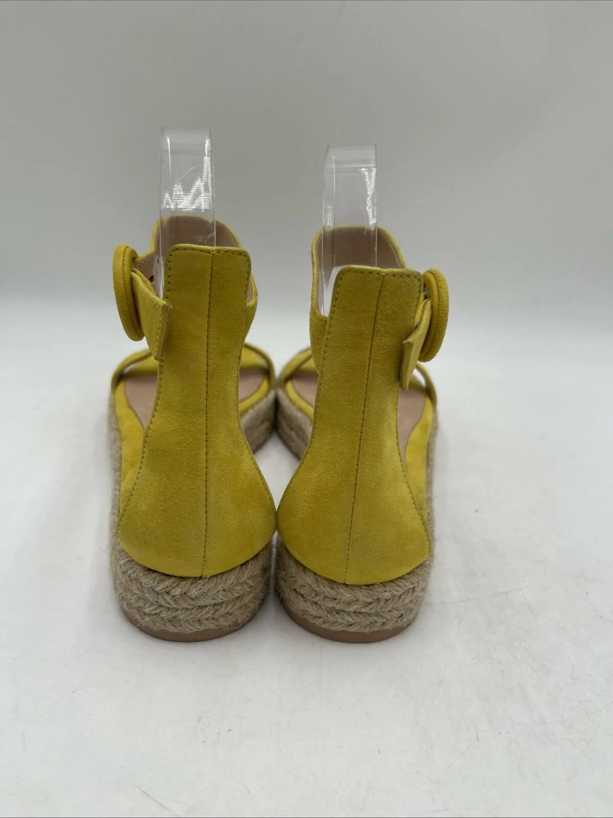Gianvito Rossi Yellow Suede Open Toe Ankle Strap Espadrille Sandals, Women’s 35 - Very Good