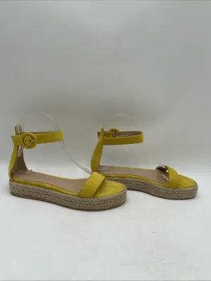 Gianvito Rossi Yellow Suede Open Toe Ankle Strap Espadrille Sandals, Women’s 35 - Very Good