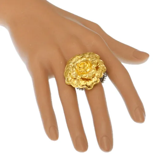 Gold Flower Metal Stretch Ring