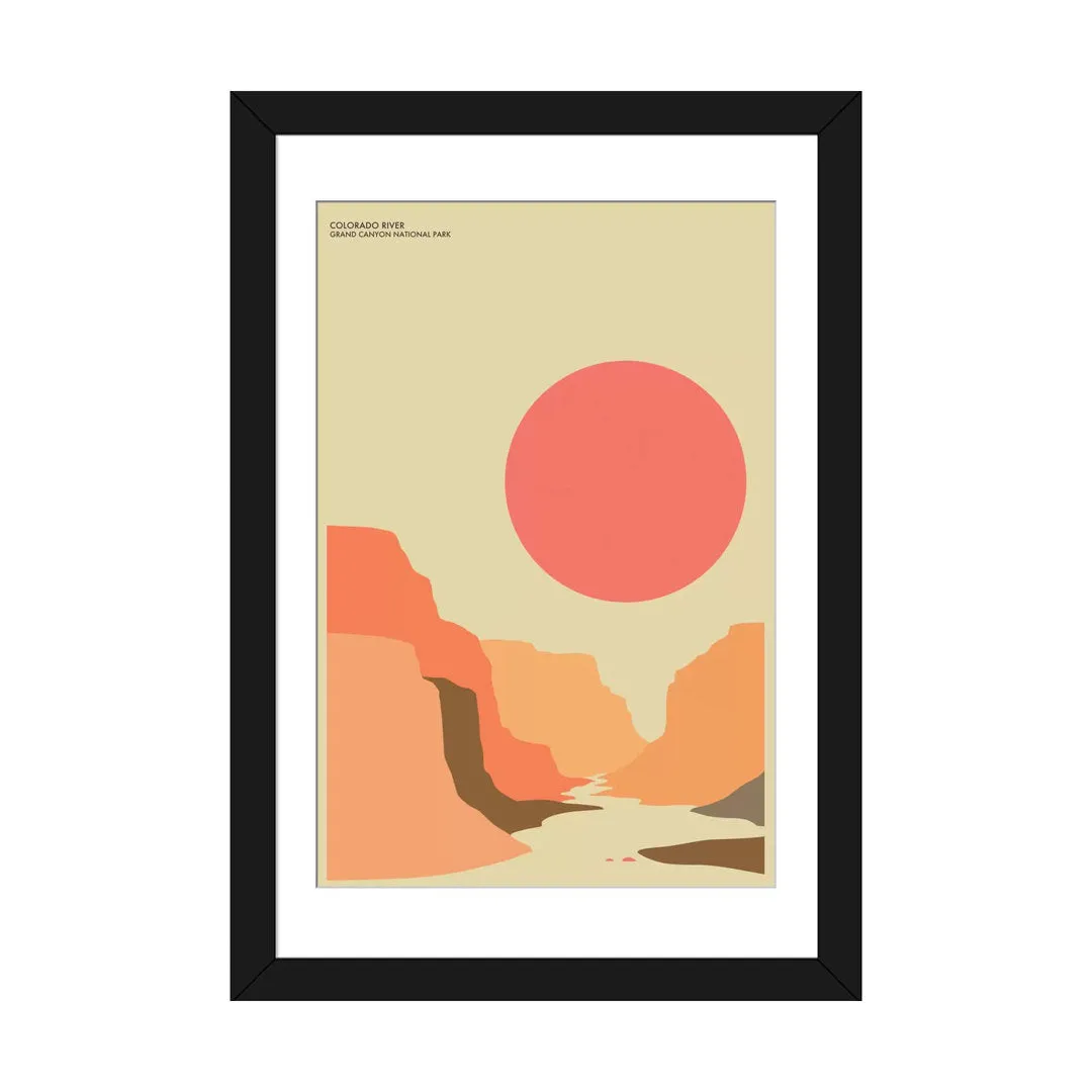 Grand Canyon Graphic Art on Wrapped Canvas Union Rustic Mat Color: White Size: 24" H x 16" W x 1" D Format: Black Framed Fine Art Paper