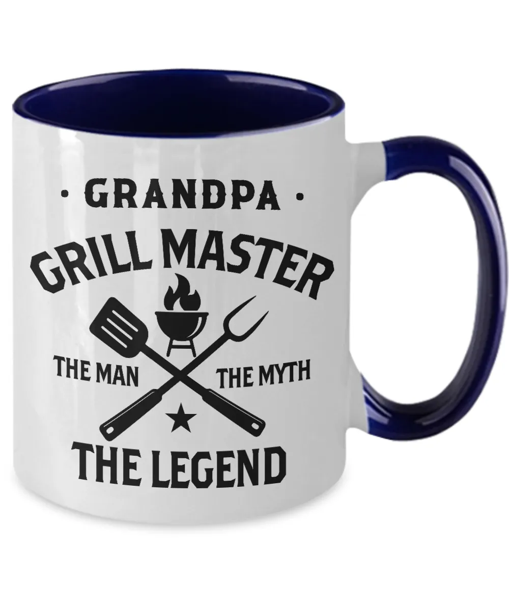 Grandpa Grillmaster The Man The Myth The Legend Two-Tone Mug Coffee Cup Funny Gift