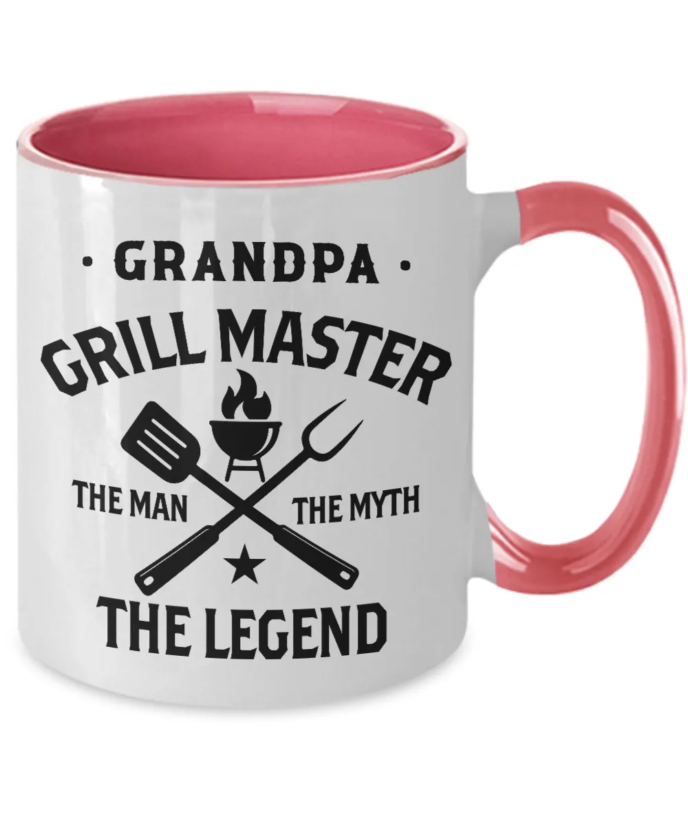 Grandpa Grillmaster The Man The Myth The Legend Two-Tone Mug Coffee Cup Funny Gift