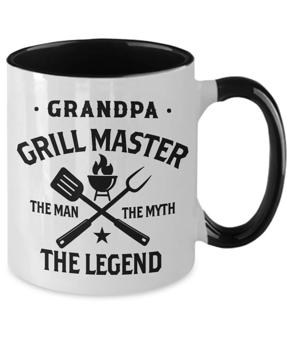 Grandpa Grillmaster The Man The Myth The Legend Two-Tone Mug Coffee Cup Funny Gift