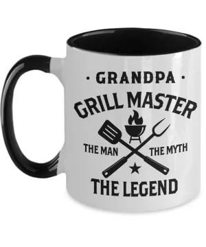 Grandpa Grillmaster The Man The Myth The Legend Two-Tone Mug Coffee Cup Funny Gift