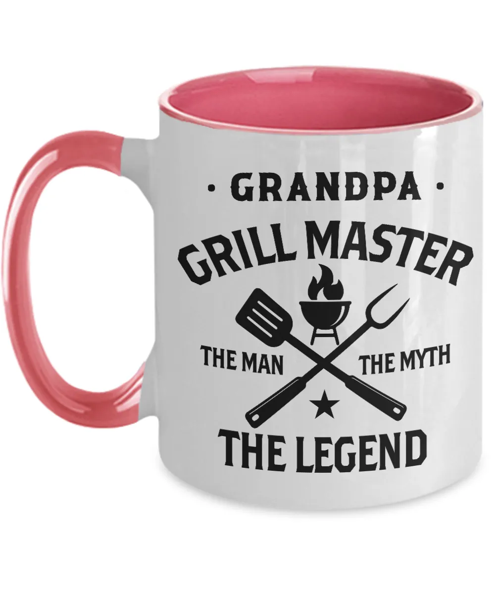 Grandpa Grillmaster The Man The Myth The Legend Two-Tone Mug Coffee Cup Funny Gift