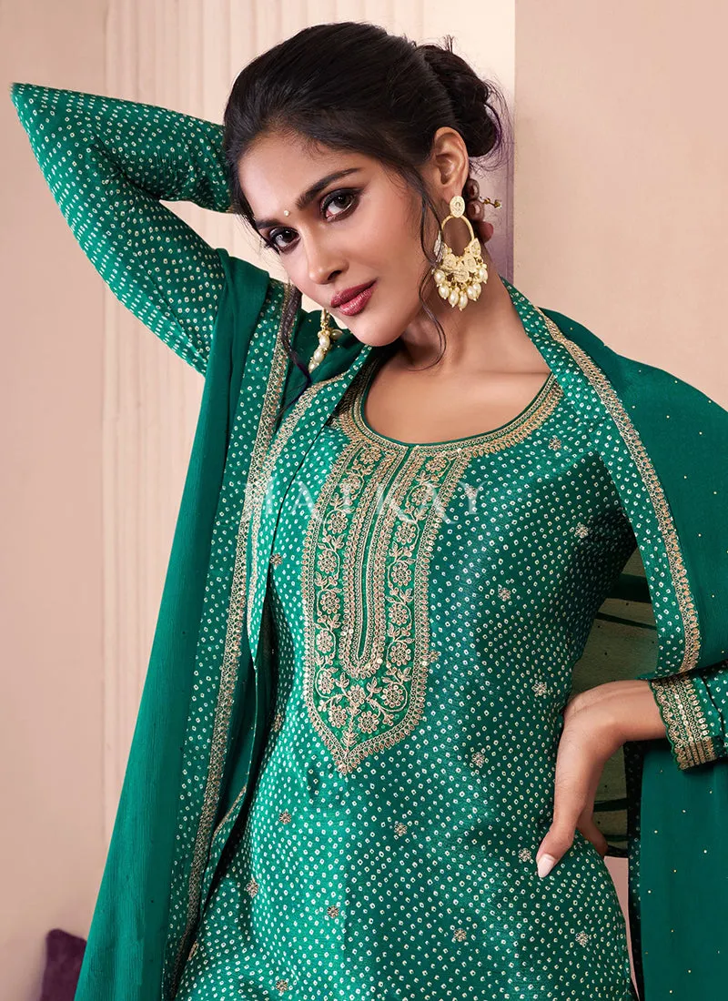 Green Embroidery Pakistani Style Suit