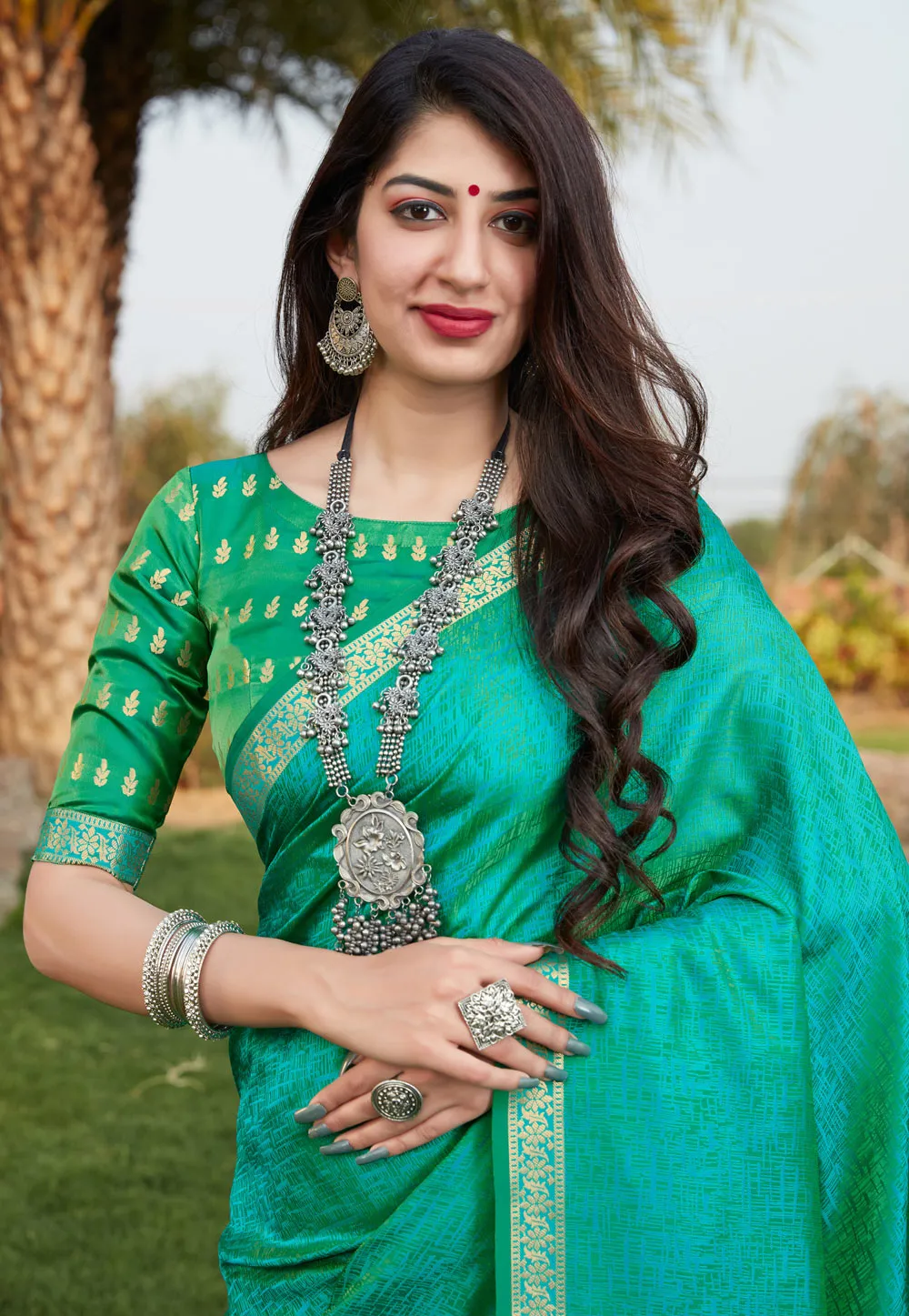 Green Indian Banarasi Silk Saree