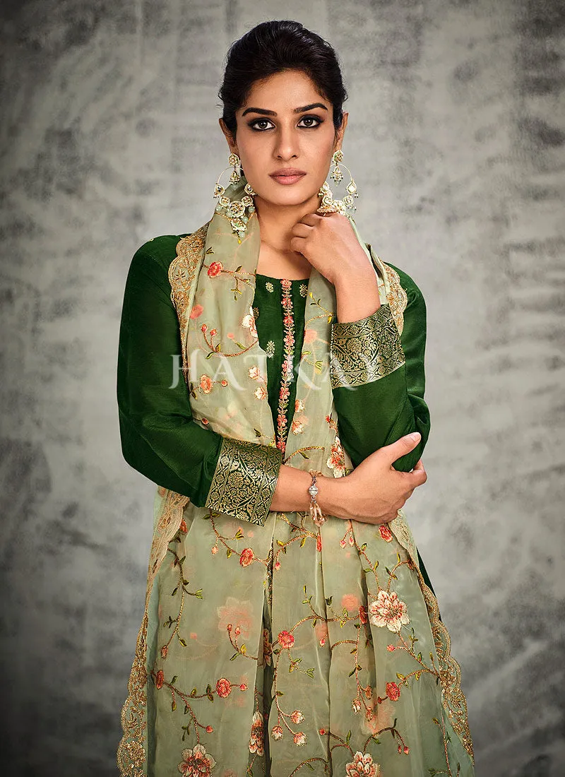 Green Pakistani Pant Style Salwar Suit