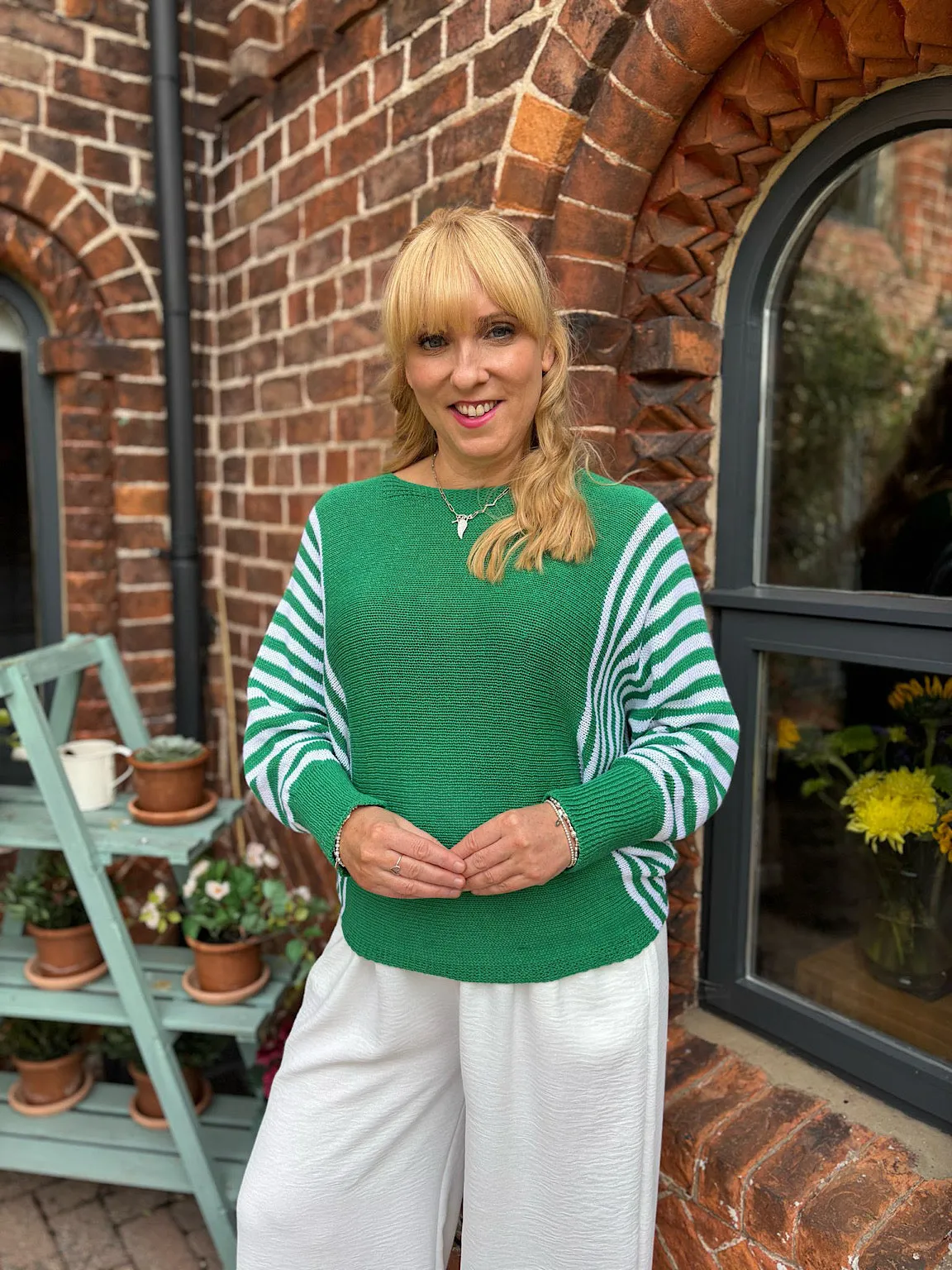 Green Striped Side Panel Sweater Jo