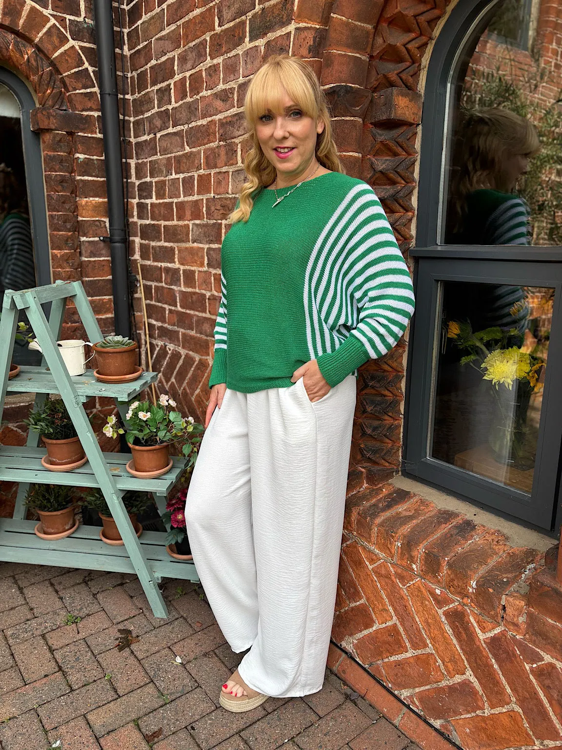 Green Striped Side Panel Sweater Jo