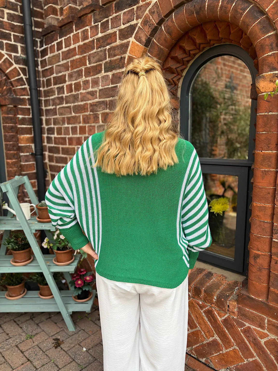 Green Striped Side Panel Sweater Jo