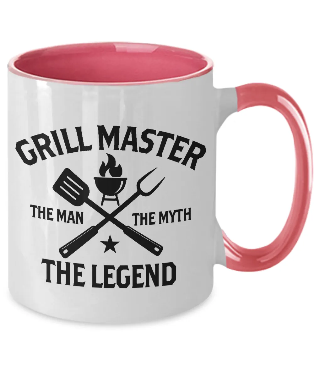 Grill Master The Man The Myth The Legend Two-Tone Mug Coffee Cup Funny Gift