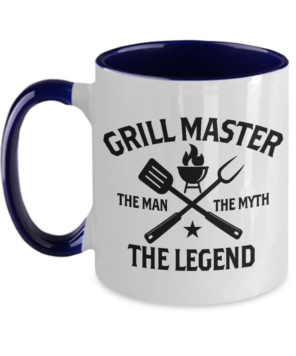 Grill Master The Man The Myth The Legend Two-Tone Mug Coffee Cup Funny Gift