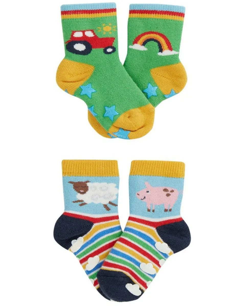 Grippy Socks 2 Pack - Rainbow Farm