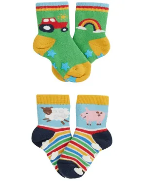 Grippy Socks 2 Pack - Rainbow Farm
