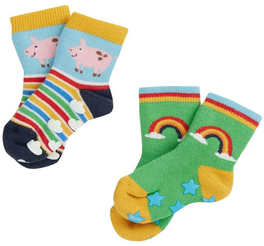 Grippy Socks 2 Pack - Rainbow Farm