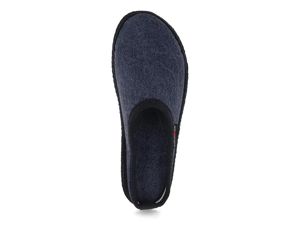 HAFLINGER Women Men Cotton Slippers 'Cotty Wash', captain blue