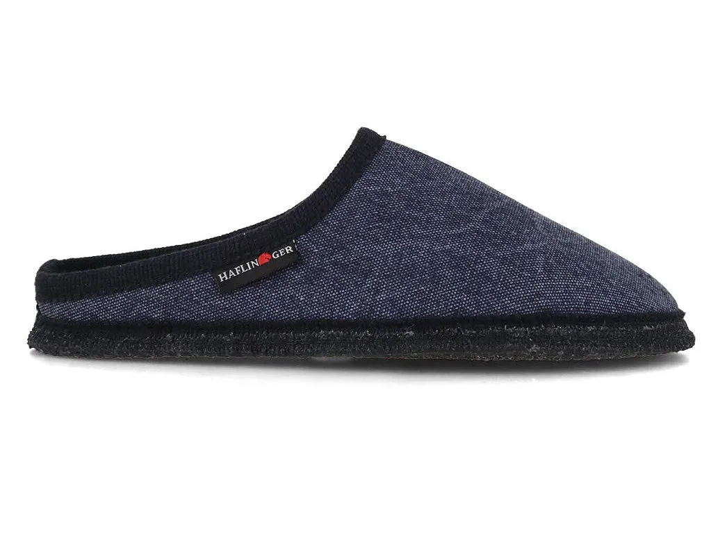 HAFLINGER Women Men Cotton Slippers 'Cotty Wash', captain blue