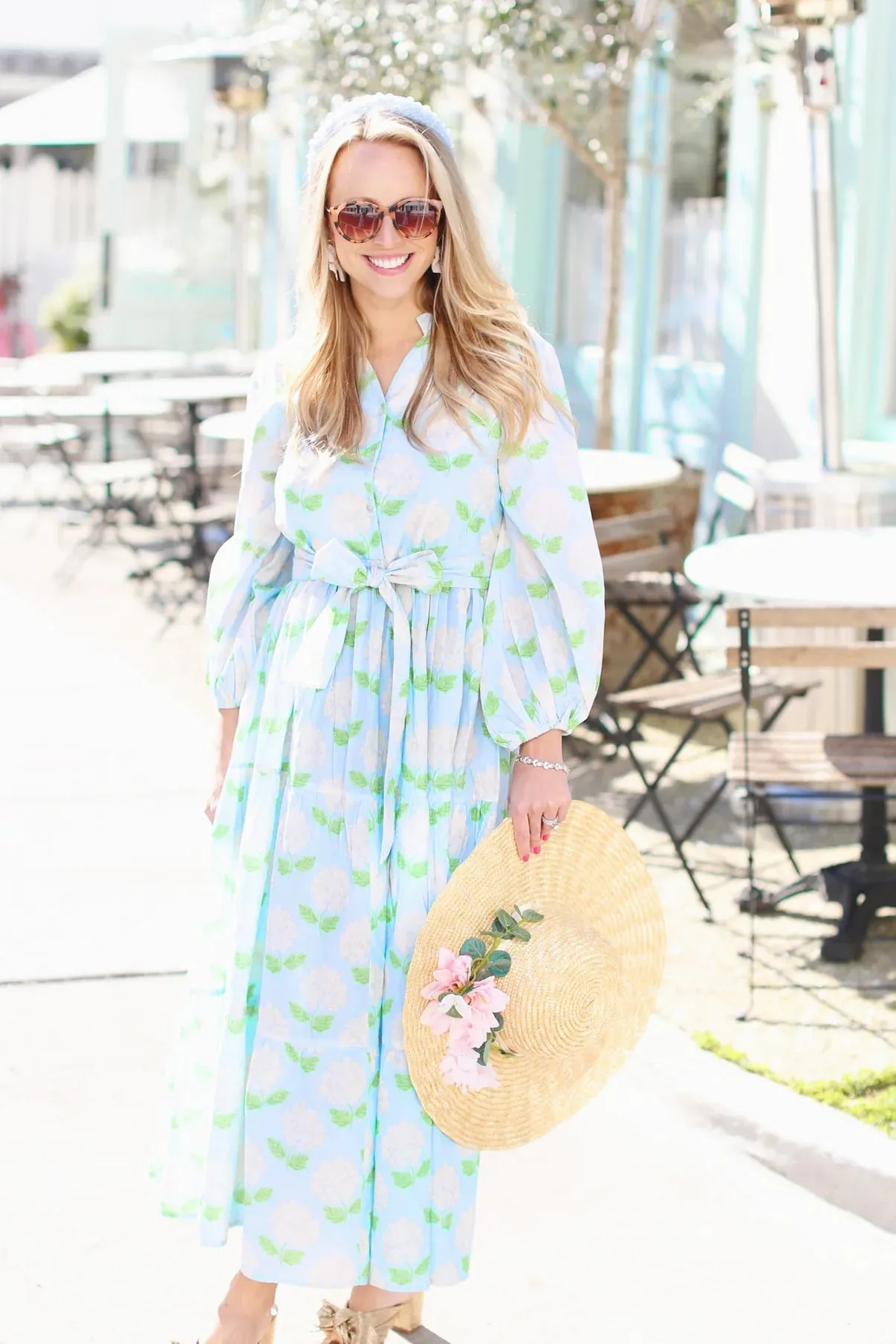 Hydrangea Block Print Brunch Dress