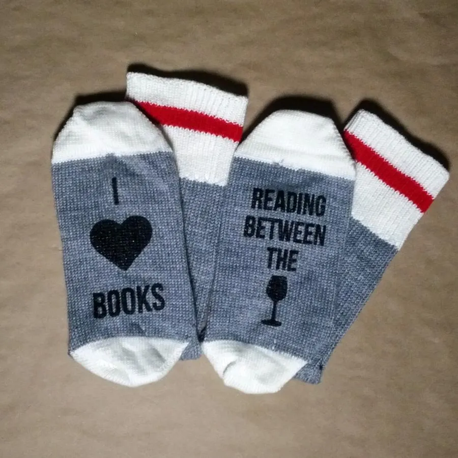 I Heart Books Reading Between the Wines Merino Wool Socks