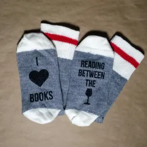 I Heart Books Reading Between the Wines Merino Wool Socks