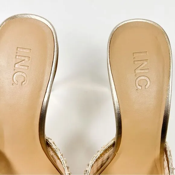 INC Emory Gold Mesh Rhinestone Detail Slide Stiletto Dress Heels NEW IN BOX 11M