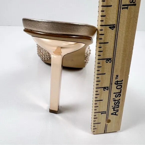 INC Emory Gold Mesh Rhinestone Detail Slide Stiletto Dress Heels NEW IN BOX 11M