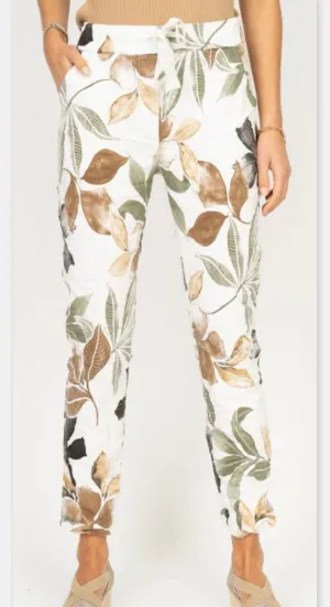 Italian-Made Flower Print Joggers