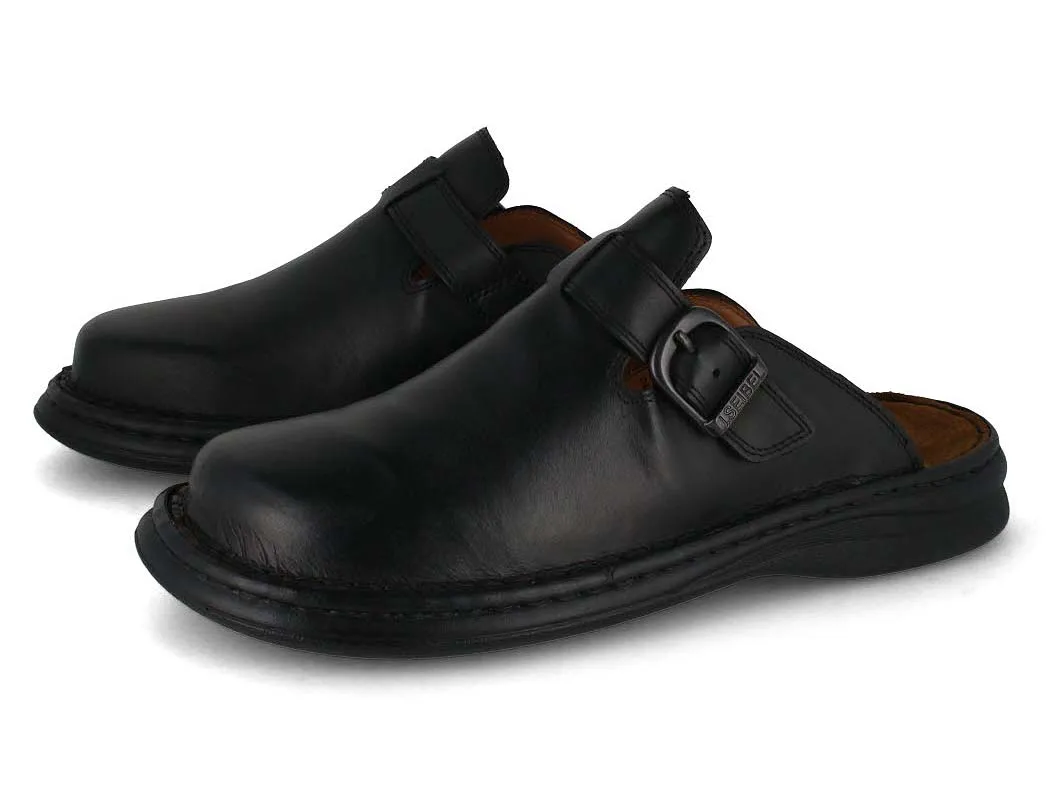 J. Seibel Men Leather Slippers Width G 'Madrid' , black
