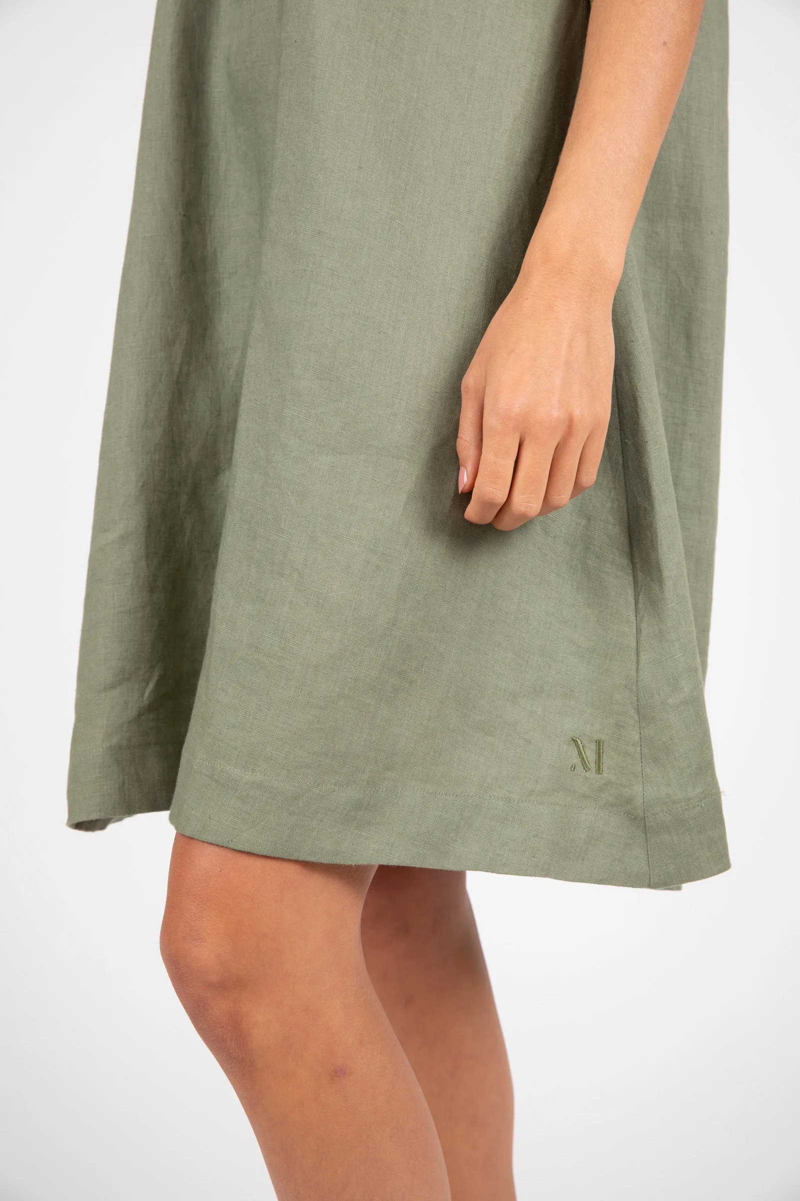 Jet Set Linen Dress - Olive